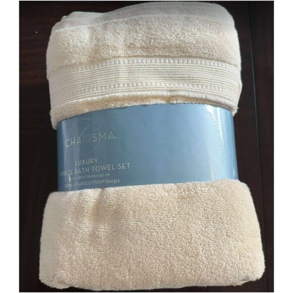Charisma 100% Hygro Cotton 2-Piece Bath Towel Set Ivory - Picture 2 of 6